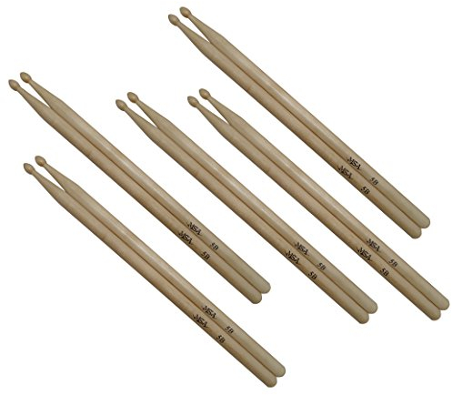 5 Paar DRUMSTICKS 5B — (10 Stück) — AHORNHOLZ — SCHLAGZEUGSTÖCKE — AHORN — HOLZKOPF — TROMMELSTÖCKE — MSA — STICKS 5B