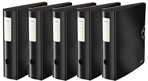 Leitz 104710 Qualitäts-Ordner 180° Active Solid, breit (A4, schwarz | 5er Pack, 1)