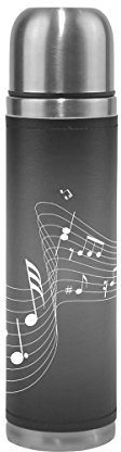 Jstel Notes Musique en acier inoxydable Gourde thermos anti-fuites double Bouteille Vide pour café chaud ou froid à thé + Boisson Tasse Top 500 ml