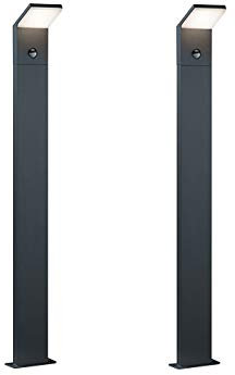Lot de 2 lampadaires LED modernes pour extérieur en aluminium résistant aux intempéries avec détecteur de mouvement Anthracite Hauteur 100 cm IP54