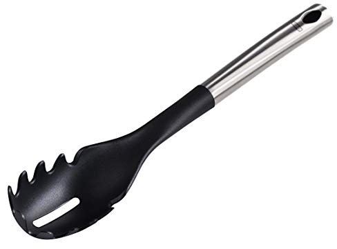 Xavax Cuillère à spaghettis (en acier inoxydable et nylon, 33,5 cm) Noir/Argent