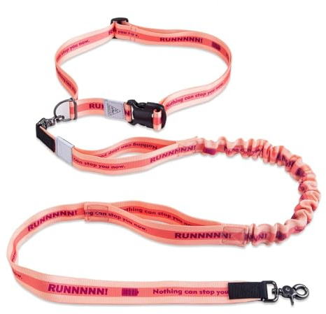 JC HOUSE Infällbart handsfree hundkoppel med dubbla handtag, justerbart midjebälte hundkoppel för upp till 68 kg stora hundar JC-R-5118