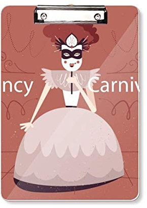 Damen Kleid Maske Happy Carnival of Venice Klemmbrett Ordner Schreibblock Rückenplatte A4