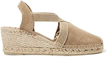 Toni PONS - Toni Pons Terra-V - Alpargatas de Mujer con Cuña de Yute y Elásticos - Color Torrat - Textil