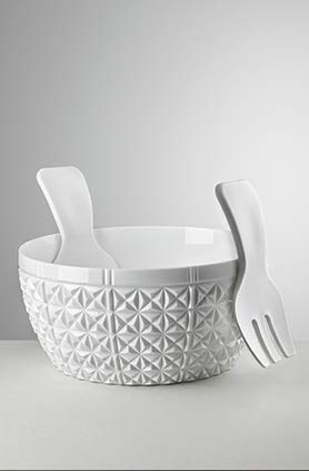 Mario Luca Giusti - Insalatiera Churchill con posate, colore: Bianco | La Fulmine Salad Bowl di Mario Luca Giusti è un elegante e funzionale accessorio da tavola che combina design contemporaneo