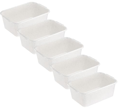 MiraHome Kunststoffwanne 5er Set 4L Granit – Universal einsetzbare Wanne aus BPA-freiem Kunststoff – Stapelbare Plastikwanne zur Aufbewahrung – Praktische Haushaltswanne – 28x20x11 cm