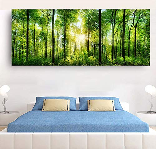 DIY 5D Diamond Painting Bilder Set Full Groß Diamant Painting Vollbohrer Kit Erwachsene Kinder Strass Stickerei Kreuzstich Arts Craft Malerei zubehör für Home Wand Decor(Grüner Wald),80x160cm