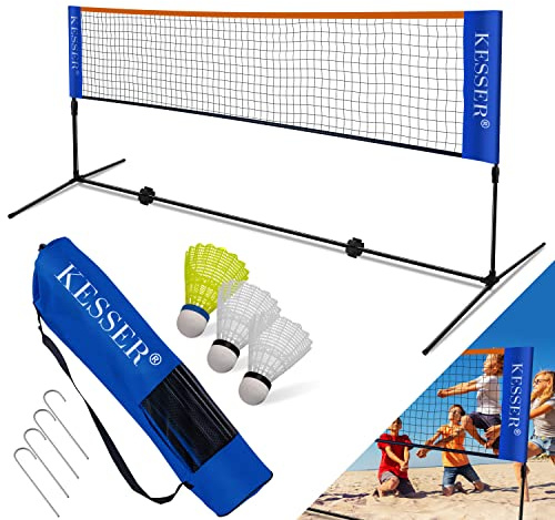 KESSER® Red de Bádminton y Tenis | 300 cm | 400 cm | 500 cm | Altura Ajustable en 3 Posiciones, Juego Con 3 Pelotas, Marco de Hierro Resistente