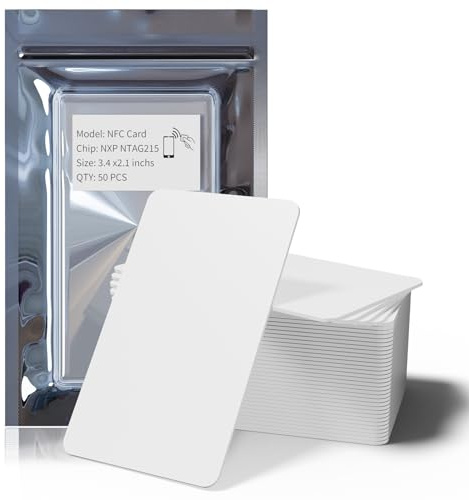 50 Stücke NFC Cards NTAG215,Blanko weißen NFC 215 Tag Karten,504 Byte Speicher Programmierbar Chip Tag,Kompatibel mit TagMo und Amiibo,für Alle NFC-Fähigen Smartphones