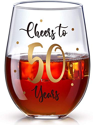 JUWNMANT Männer und Frauen 50. Jubiläumsfeier Weinglas 50. Geburtstagsgeschenk 50. Jubiläumsfeier 50. Geburtstagsfeier Hochzeit Jubel Weinglas 480ml