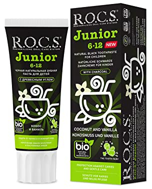 R.O.C.S. Junior Coconut & Vanilla - Vegane Zahncreme - Kokosnuss-Vanille-Zahnpasta - 6-12 Jahre alt - Fluoridfrei