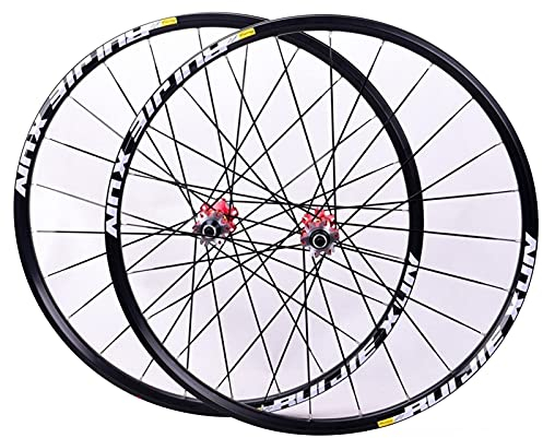 Fahrrad Laufradsatz MTB Fahrradfelgen 26/ 27,5 / 29 Fahrrad Laufradsatz Doppelwandige Leichtmetallfelge Carbon Hub Kassette Scheibenbremse QR 8-11Geschwindigkeit ( Color : Red hub , Size : 26 )