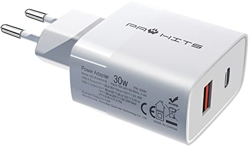 PAWHITS Chargeur USB C 30W PD 3.0 2 Ports Adaptateur Secteur USB C Rapide Compatible avec iPhone 13/13 Pro/13 Mini/ 12/12 Pro/ 12 Pro Max/ 12 Mini/ 11 Pro/ 11 Pro Max/XR/X/XS/8 Plus/iPad/Airpods