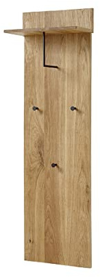 Robas Lund Garderobenpaneel mit Ablage und Haken, Eiche Massiv, BxHxT 42x135x20 cm