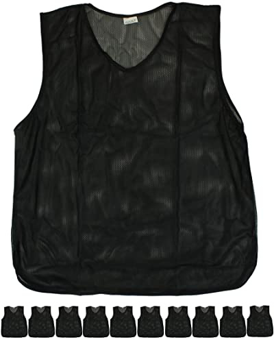 SPORTIKEL24 11 Trainings-Leibchen für Erwachsene – zum Markieren von Mannschaften – Sport Bibs ohne Logo – für Damen & Herren (Schwarz)