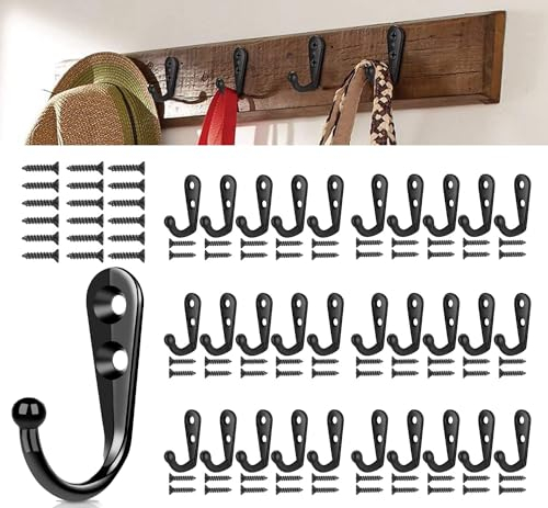 QINGHEC Lot de Crochet Mural, Rétro Crochet de Manteau pour Cuisine Salle De Bains Chambre D'essayage (Black)