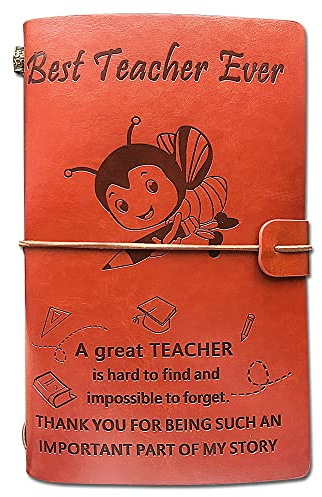 OMNIQI Lehrer-Geschenke, Lehrer-Weihnachtsgeschenke, Dankeschön-Lehrer-Geschenke, personalisierbar, Abschieds-Kinder-Lehrer-Geschenke, bester Lehrer aller Zeiten, Leder-Tagebuch, Geschenke für Lehrer