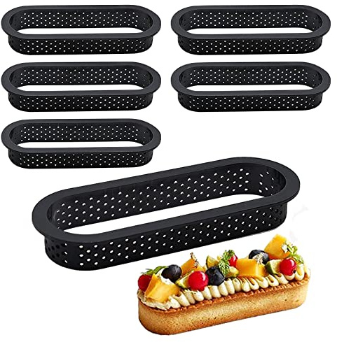 FORYNXHWIN 6Pcs Mousse Rings,Oval Perforated Cake Rings,Pastry and Baking Tools for Making Mousse, Pie, Quiche, Tart, Doughnuts, Biscuits