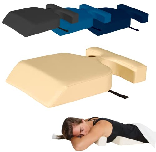 Porta lite innovation in therapy Female Breast Support Bolster Massage Cushion - Full Chest Support Ergonomic Design + Soft Foam Cushioning + Durable PU Upholstery + Convenient Carry Strap (Black)