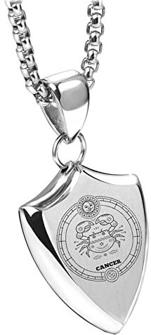 HIJONES Collana con Ciondolo della Costellazione Zodiacale in Stile Triangolo Vintage da Uomo in Acciaio Inossidabile Astrologia Oroscopo Gioielli Regali per Segni Zodiacali Cancro