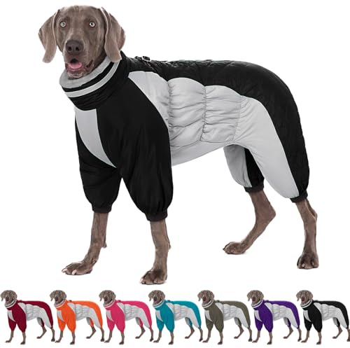 AOFITEE Winteroverall für Hunde - Wasserdichter Hundemantel Grosse Hunde mit Beinen, Winter Warmer Hundejacke mit Geschirr Gefütterter Hundeoverall, Wintermantel Hund für Labrador, Golden Retriever
