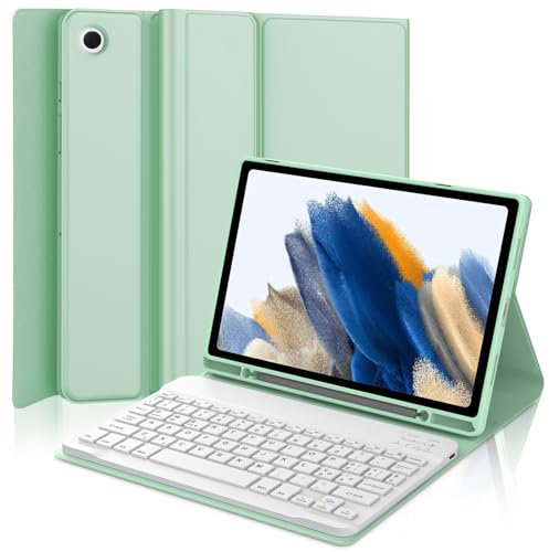 SENGBIRCH Custodia con Tastiera per Samsung Galaxy Tab A8 10.5 2022, Italiano QWERTY Tastiera Bluetooth Staccabile Magnetica per Tab A8 2021 (SM-X200/ X205 /X207), Verde Chiaro