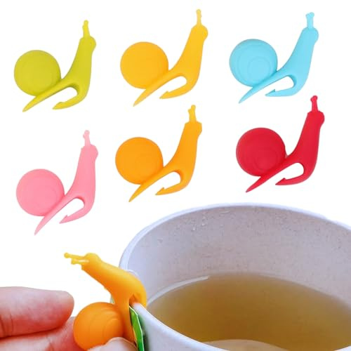 Anulely Porte-sachets de thé pour Tasse, en Forme d'escargot, en Silicone de qualité Alimentaire – Marqueur étanche pour Sachet de thé