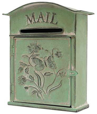 Briefkasten Vintage, Wandhalterung Briefkästen Antik, Nostalgischer Charme, Metall Postkasten Nostalgie Retro Post Mailbox, Wandbriefkasten Outdoor Dekoration (Grün,27 * 10.5 * 31.2cm)
