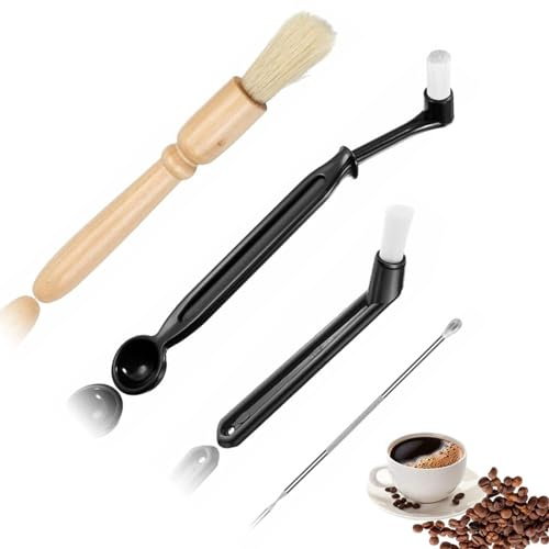 Qinsky kaffeborstset, 4 st kaffepenslar, kaffemaskiner rengöringsborste, baristapenslar, espressomaskiner rengöringspensel, kaffebryggare och kökstillbehör rengöring