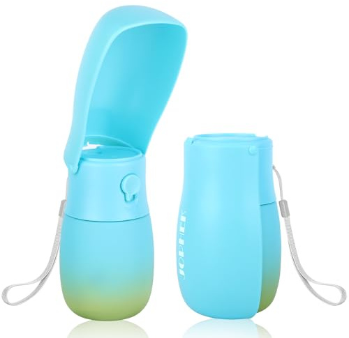 JOPHEK 300ML Bouteille d'eau pour Chien Chat, Distributeur d'eau Portable Gourde avec Bouton Lock et Filtre à Charbon Actif Convient pour Le Camping Le Randonnée