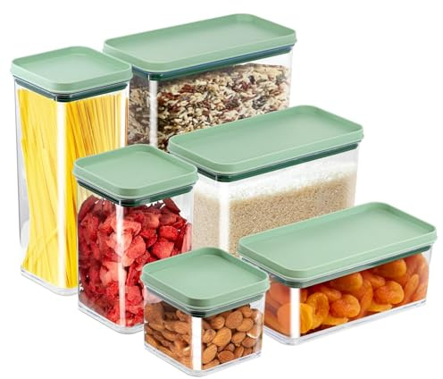 GEEZY Airtight Food Storage Container Set of 6 Plastic Food Containers with Lids Kitchen Storage & Organization BPA Free Cereal Pasta Storage Containers