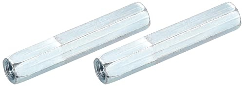 uxcell M8x1.25mm Coupling Nuts, 2 Pcs Carbon Steel Galvanized Hex Rod Coupling Nuts Threaded Rod Connectors for Industrial Construction Fasteners, White