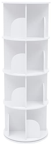 LOIRIIC Estantería giratoria de Madera Maciza giratoria con Ruedas para Espacios pequeños, estantería de Almacenamiento Multifuncional para niños y Adultos, Color, 4 Pisos