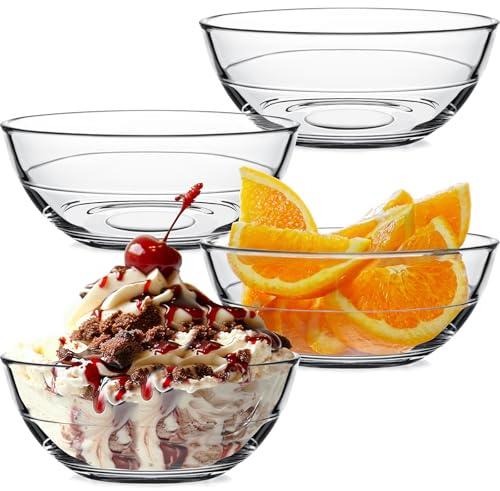 NUTRIUPS Set di Ciotole in Vetro Trasparente, Insalatiere (500 ml, 4 Pezzi)