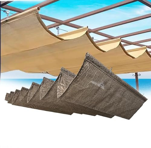 Vela Ombreggiante Estensibile Roman Wave | Copertura Sostitutiva Per Tettoia Parasole Pergola Per Terrazza Per Pergolato In Legno Da Giardino Esterno Set Completo Di Accessori(Brown,1.25x6m)