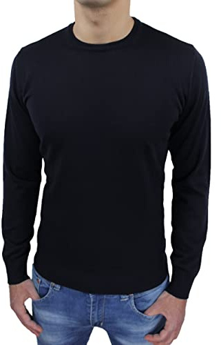 Evoga Maglione Pullover Uomo Slim Fit Casual Invernale Maglioncino Golf Girocollo Maglia (IT, Testo, M, Regular, Regular, Nero)