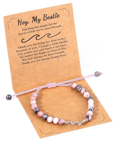 Mikovivi Inspirierendes Wellen Armband, Perlen Wellenarmband Beste Freundin Inspirierende Freundschaftsgeschenke für Frauen Aufmunterungsgeschenke Wellen Schmuck für Freundinnen Schwestern Frauen