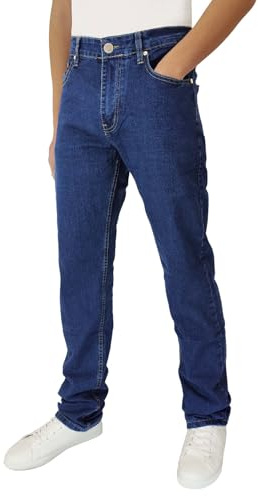 Mastino Jeans Uomo 5 Tasche Denim Pantalone Regular Fit Gamba Dritta Elasticizzato Vita Alta, Denim, 52