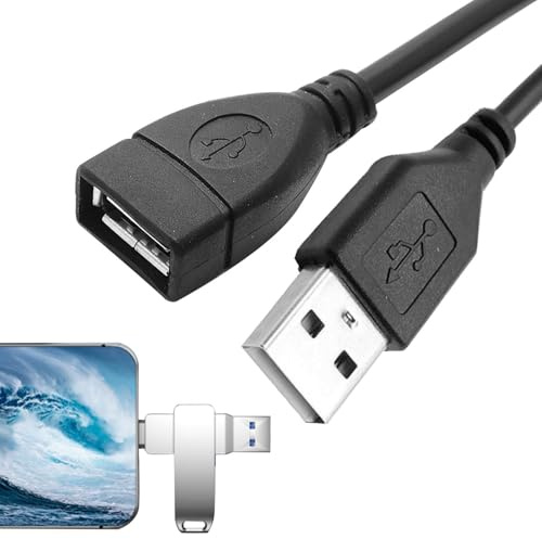 Générique Rallonge USB 2.0 Mâle À Femelle – Câble De Rallonge USB Pour De Données Rapide, Compatible Avec Souris, Clavier, Clé USB Et Disque Dur, Fiable Et Durable