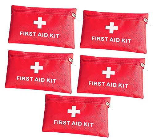 FRCOLOR 5stücke Teiliges Rotes Mini-notfall-etui Aus Tragbarer Robuster Organizer Für Erste-hilfe-notfall Multifunktionaler Aufbewahrungsbeutel Für Reise Camping Und Outdoor-aktivi