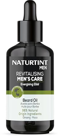 Naturtint | Revitalizing Men’s Care | Aceite para Barba | Repara, Fortalece e Hidrata la Barba | Fácil Absorción | 96% Ingredientes Naturales | Con Ginseng y Maca | 100 ml