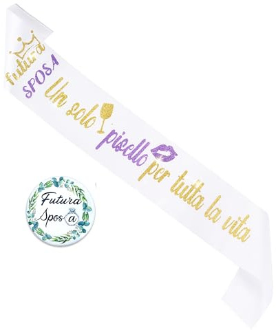 Gadget addio al nubilato Divertente Fascia Sposa Glitter + Spilla Sposa – Accessori Addio al Nubilato Brillanti Regalo per la Futura sposa decorazioni festa nubilato