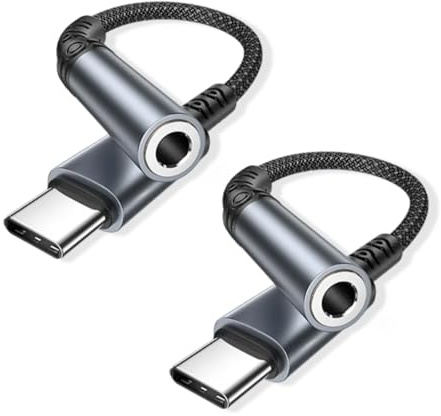 Adaptador USB C a Jack 3,5mm 2Pack, Adaptador Auriculares Tipo C a Jack 3,5 mm Audio Aux Cable con DAC Chip adaptador jack a USB C para iPhone 16 15 Pro Max,Galaxy S25 S24 S23 S22,P40/P30,Huawei,Pixel