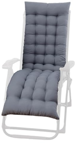 azorex Cojín para Tumbona de Jardín, Colchón Tumbona Acolchada, Cojín para Silla Plegable con Respaldo Alto para Exteriores 150 x 55 x 7 cm (Gris)