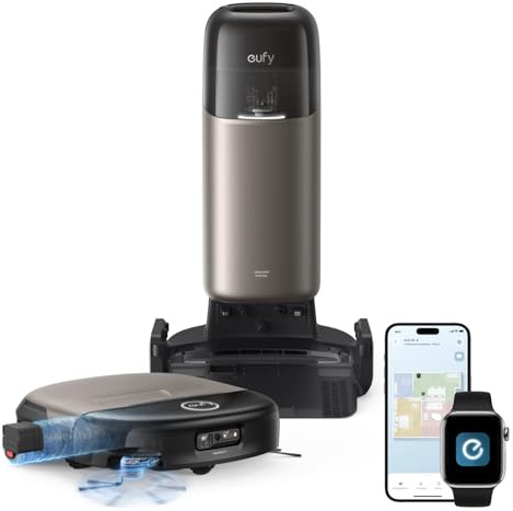 eufy HydroJet S2 Robot Aspirador y fregador, 30 000 Pa | Sistema HydroJet 2.0, Eco-Clean, limpieza de borde a borde, cepillos DuoSpiral, estación UniClean 12 en 1