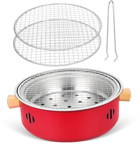 ARTSEWPLY Simulated Barbecue Grill Barbecue Heating Stove Outdoor Bbq Charcoal Stove Tea Making Portable Iron Red