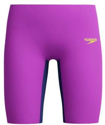 Speedo Fastskin Junior Endurance+ Max Jammer - Traje de baño de cintura alta para niños, color neón gelatina/azul marino noble, 13-14 Years