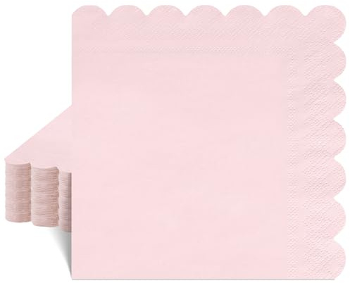 40 Stück Servietten Rosa 33 x 33 cm, 2-Lagige Gewellt Hellrosa Servietten Einweg Cocktailservietten Rosa Papierservietten für Geburtstag Babypartys Hochzeiten Party Muttertag