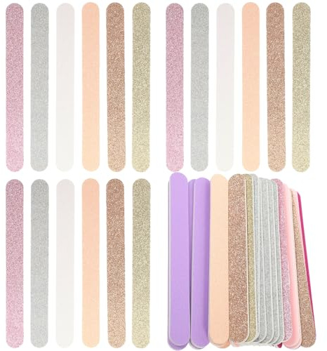 FONDOTIN 30Pcs Double-Sided Glitter Nail Files EVA Nail Buffer Set 6 Colors for Manicure Pedicure Shaping Polishing Professional Art Tools
