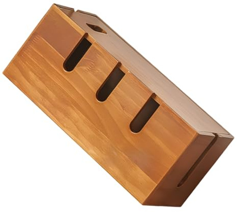 BUGUUYO Kabelbox Holz als Kabelmanagementbox für Büro und Zuhause Ordnung für Kabel Steckdosenleisten und Routerabdeckung Rustikales Holz